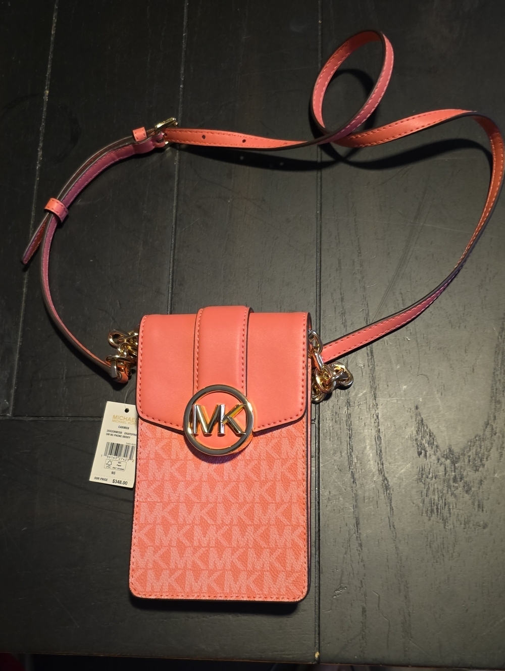 NWT Grapefruit Carmen MK Logo Phone Crossbody